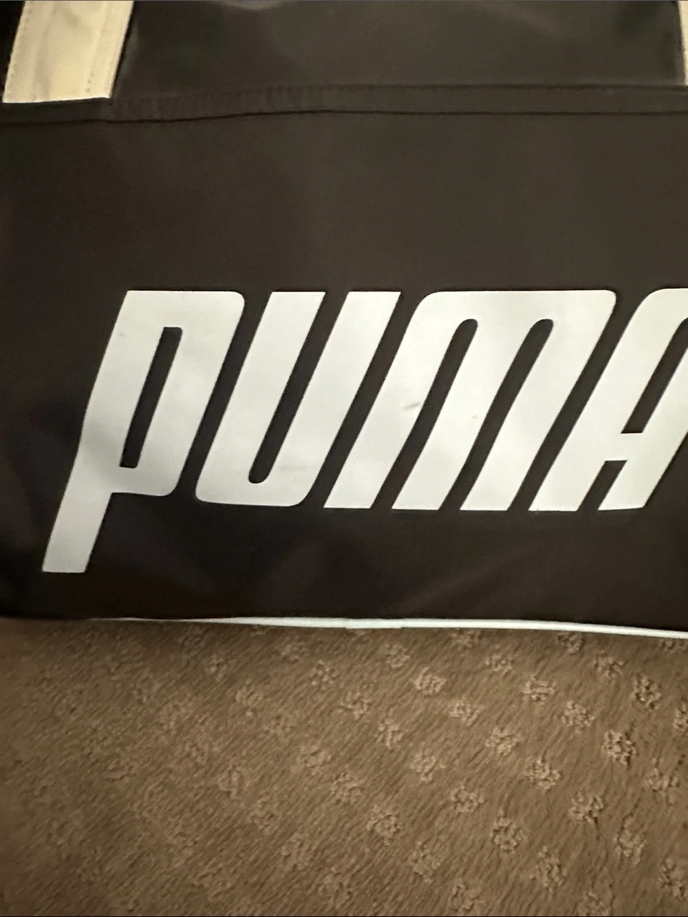 Vintage Puma black duffel bag with light blue trim